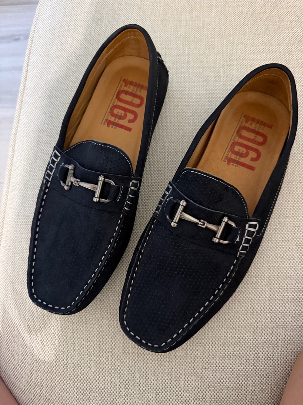 1901 Men’s Black Suede Bit-Detail Slip-On Loafers
